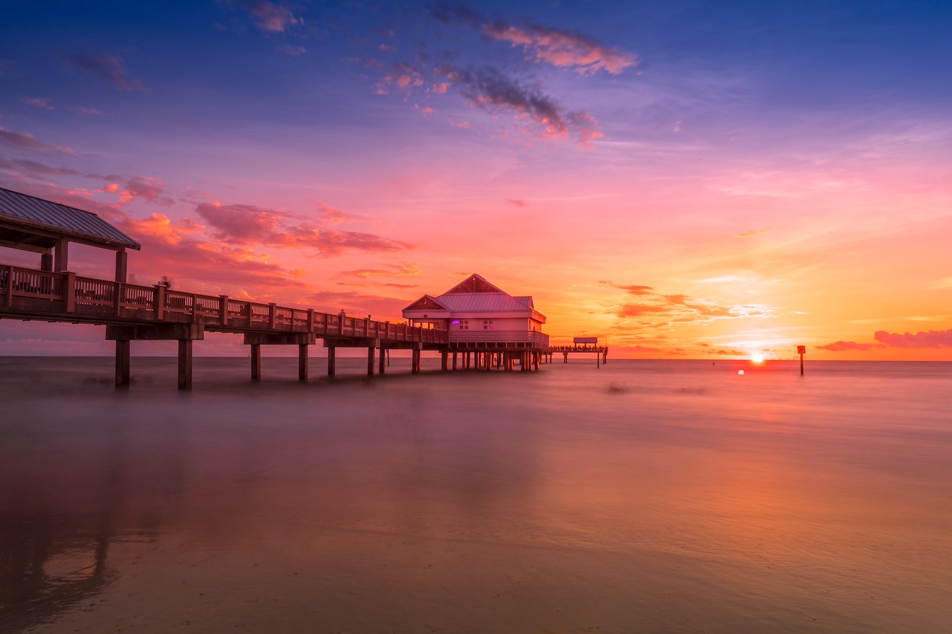 Dramatic sunset at Clearwater beach