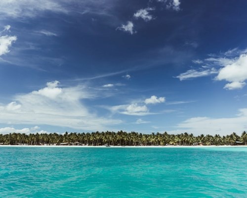 View of tropical beach from the sea