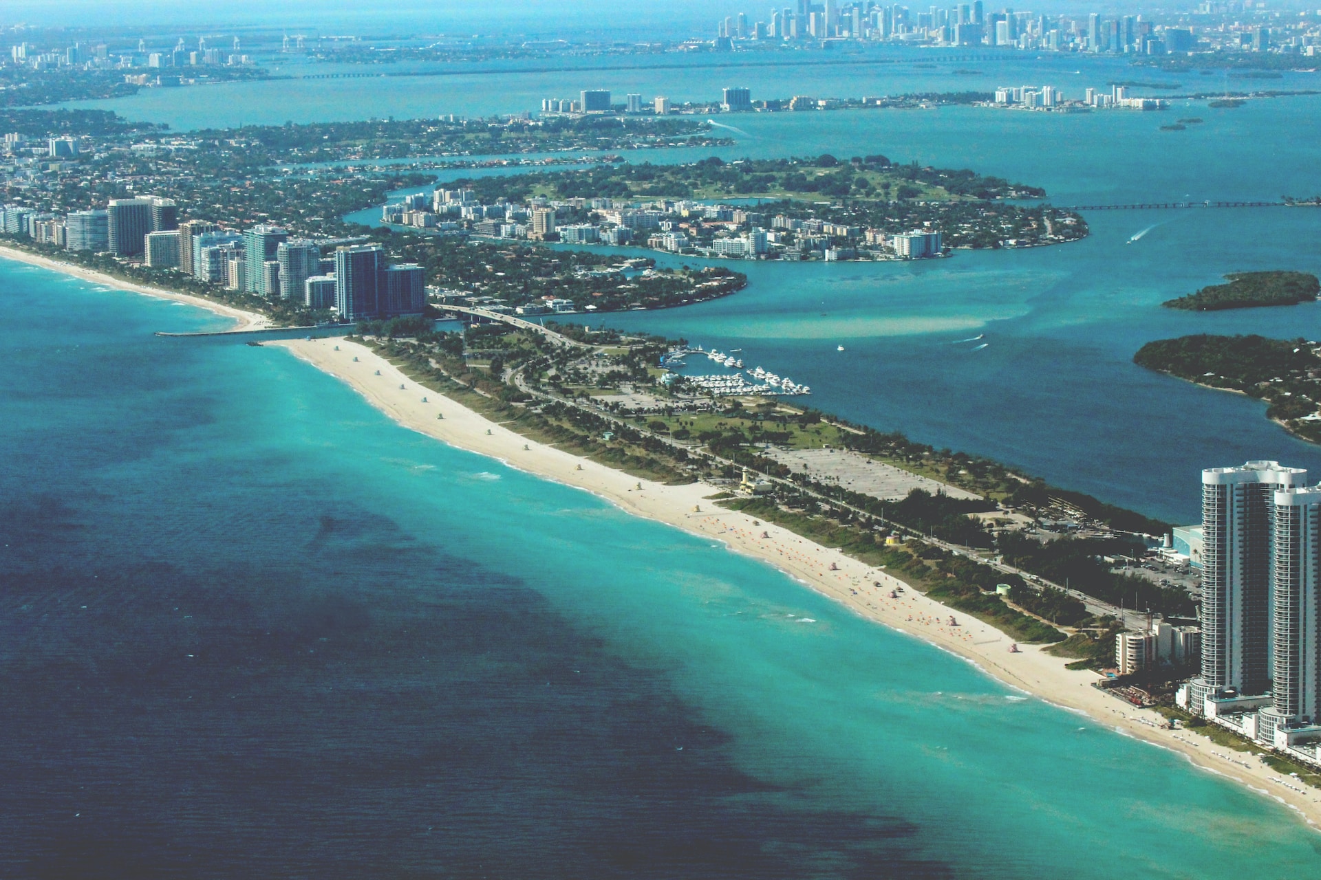 Aerial view of South Beach from the sky