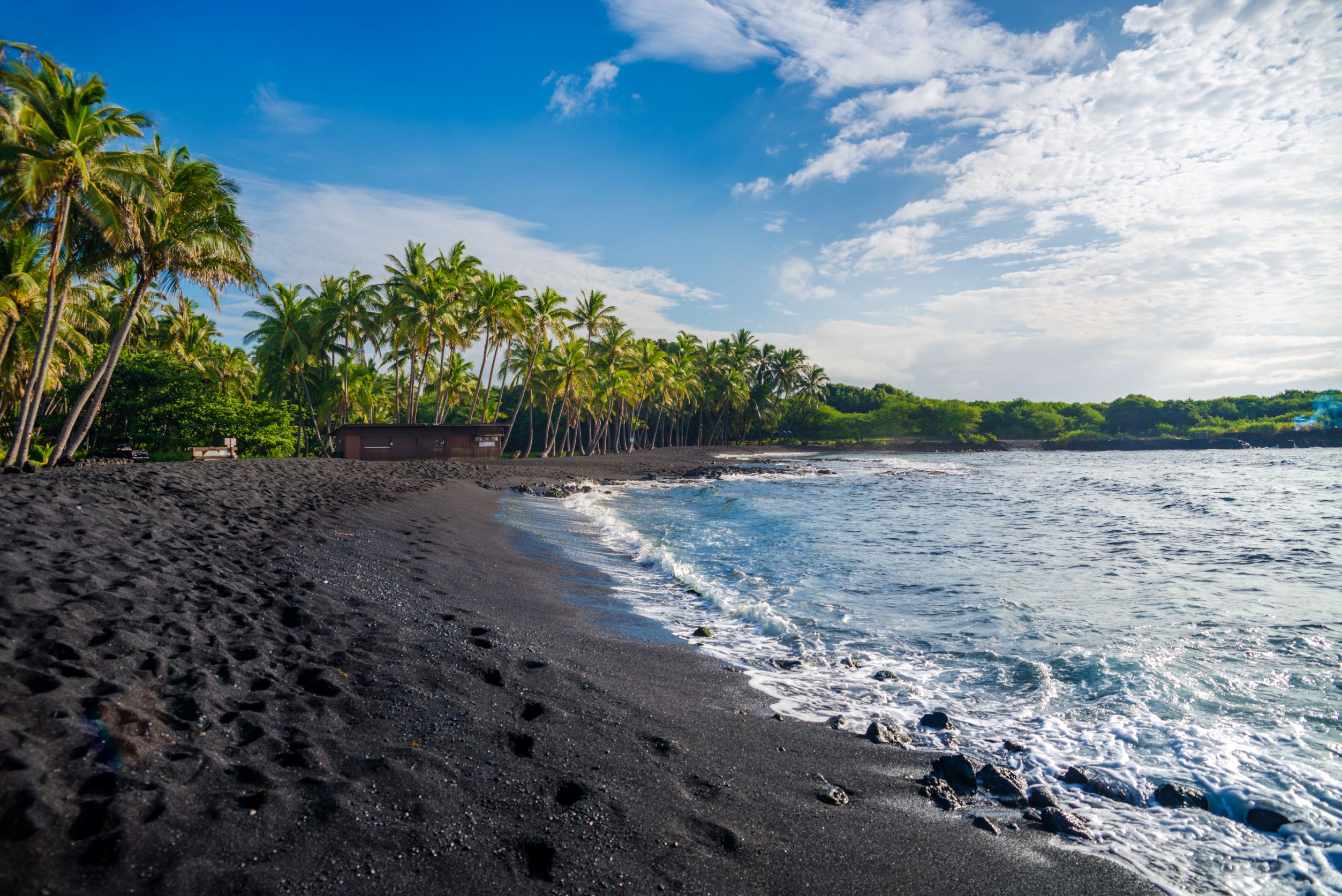 Black sands at Punalu'u Beach