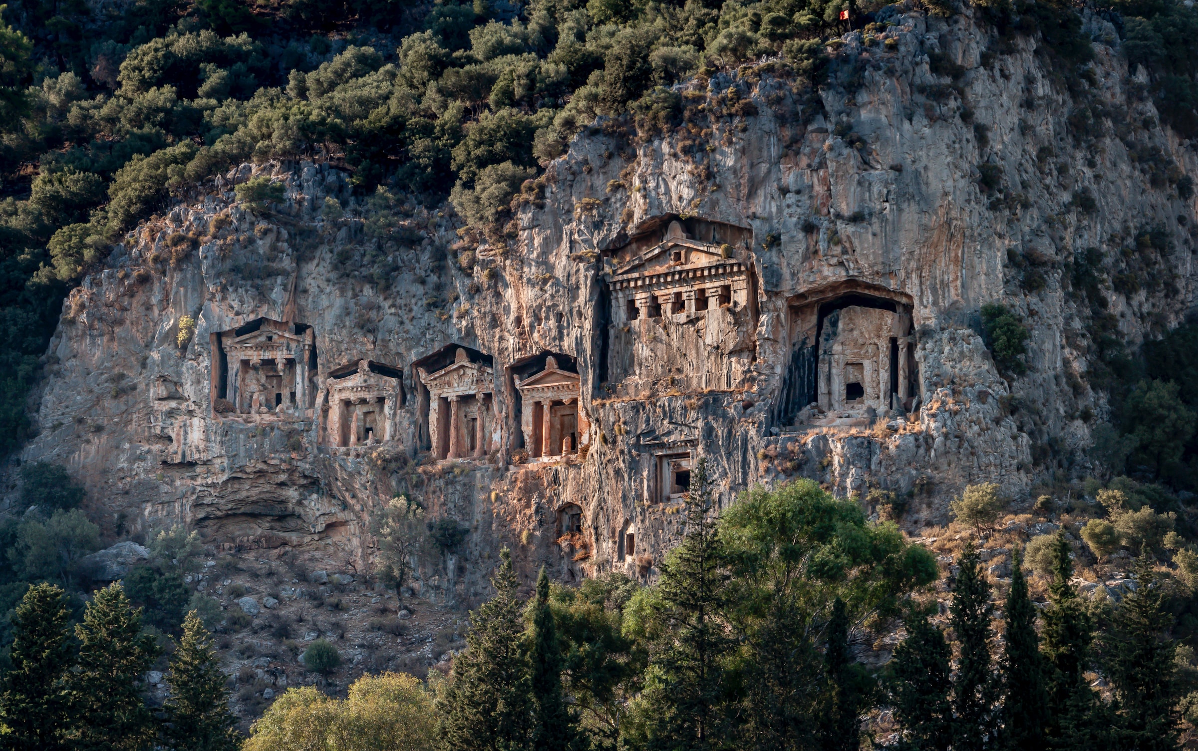 The Lycian Tombs carved into the cliffs