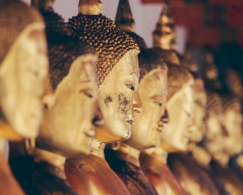 Close Up Of Gold Buddha Statues