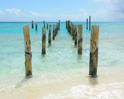 Wooden poles in the sea at Clifton Heritage National Park