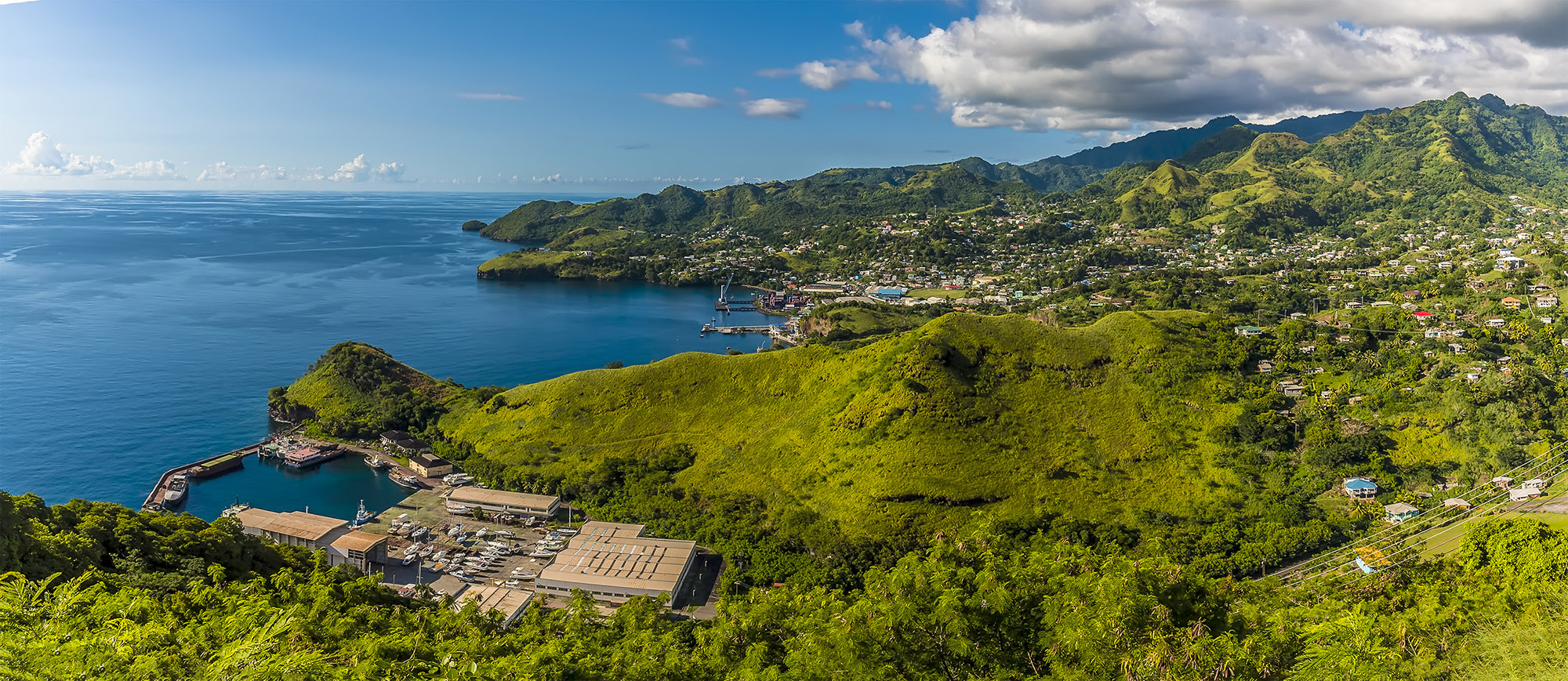 Panorama view looking northward from Fort Charlotte in Kingstown