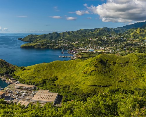 Panorama view looking northward from Fort Charlotte in Kingstown