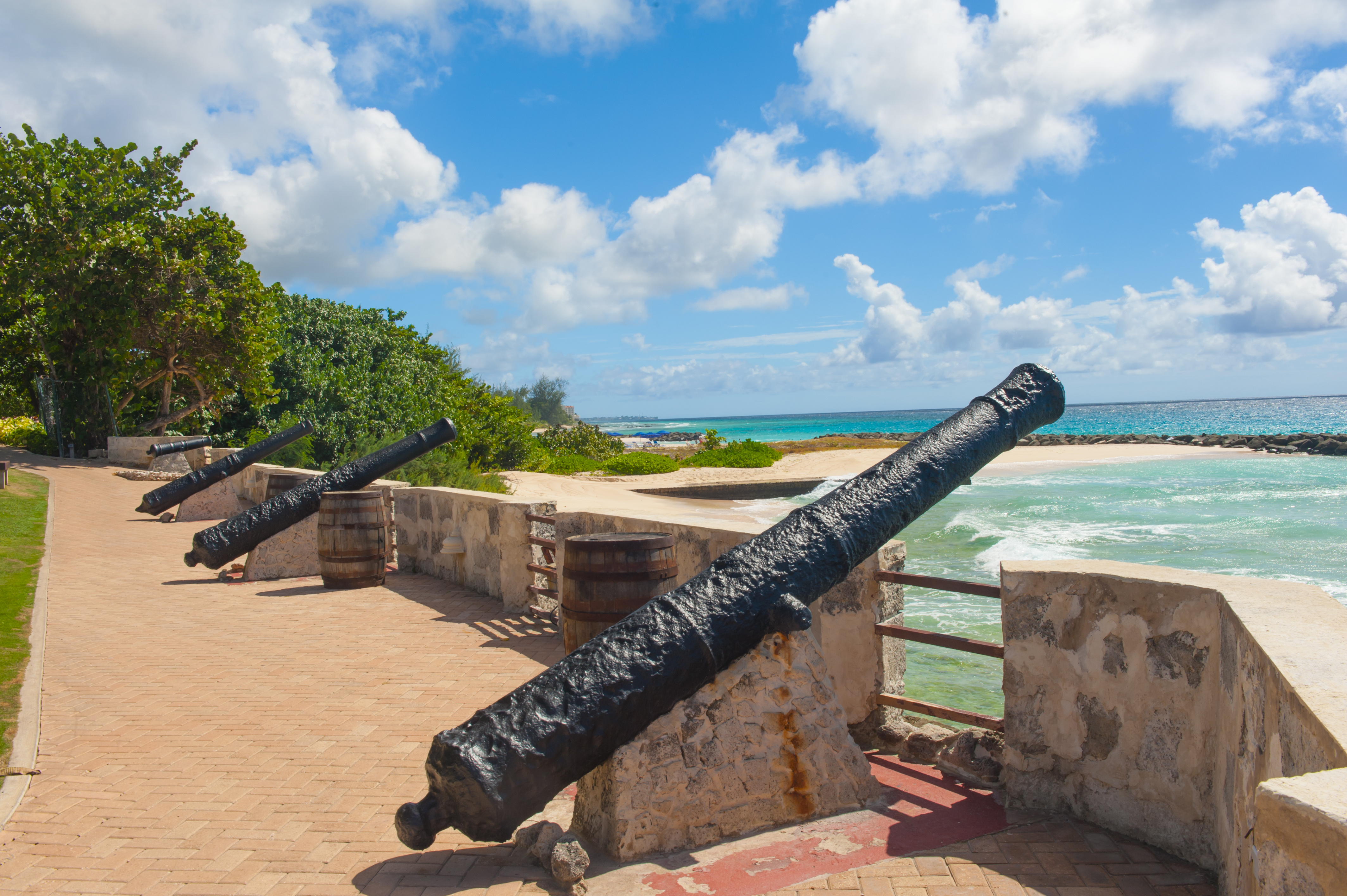 Cannons at Needhams Point looking over the beach