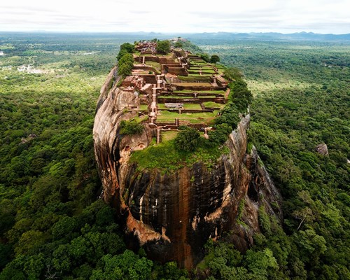 Large flat top hill in the middle of a tropical jungle