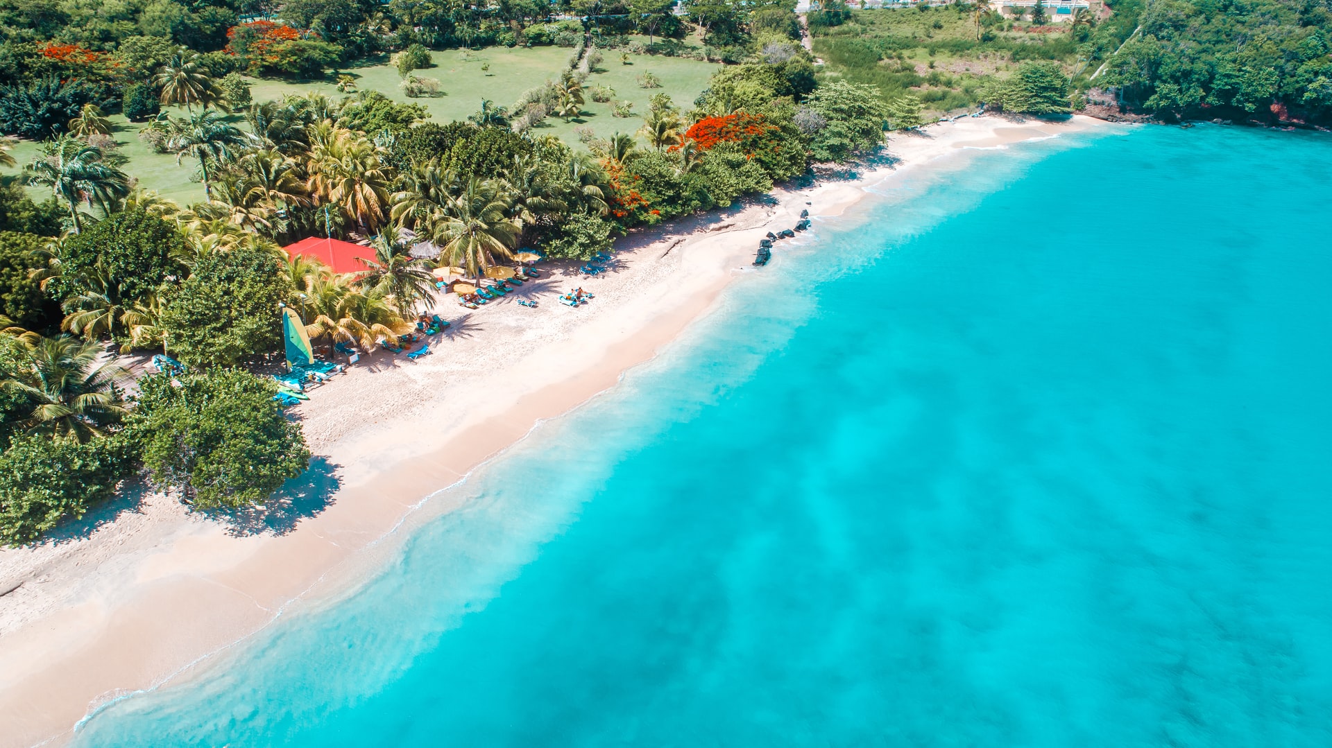 Aerial view of Grand Anse Beach in Grenada