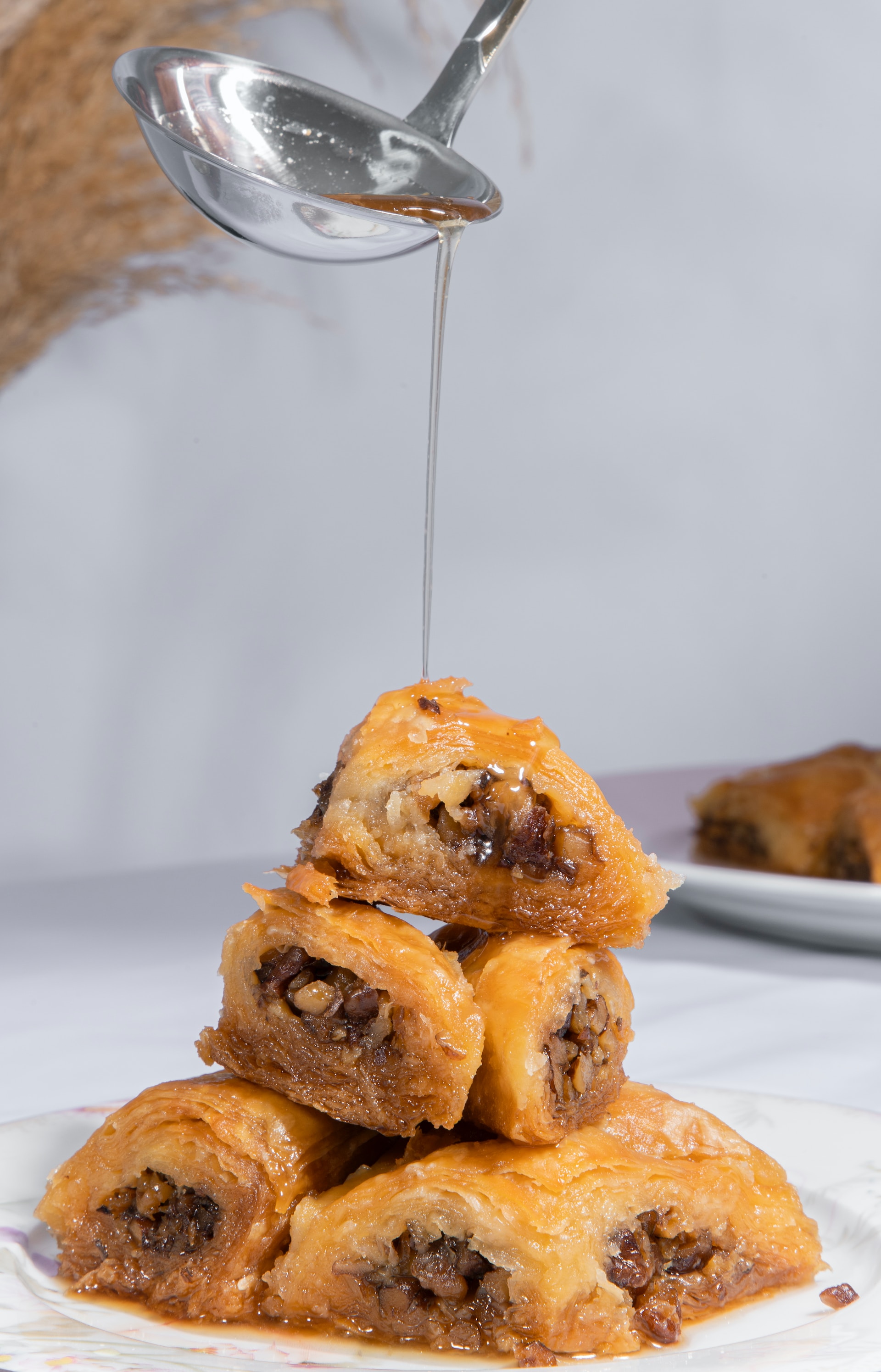 Traditional Turkish Baklava drizzled with a sauce