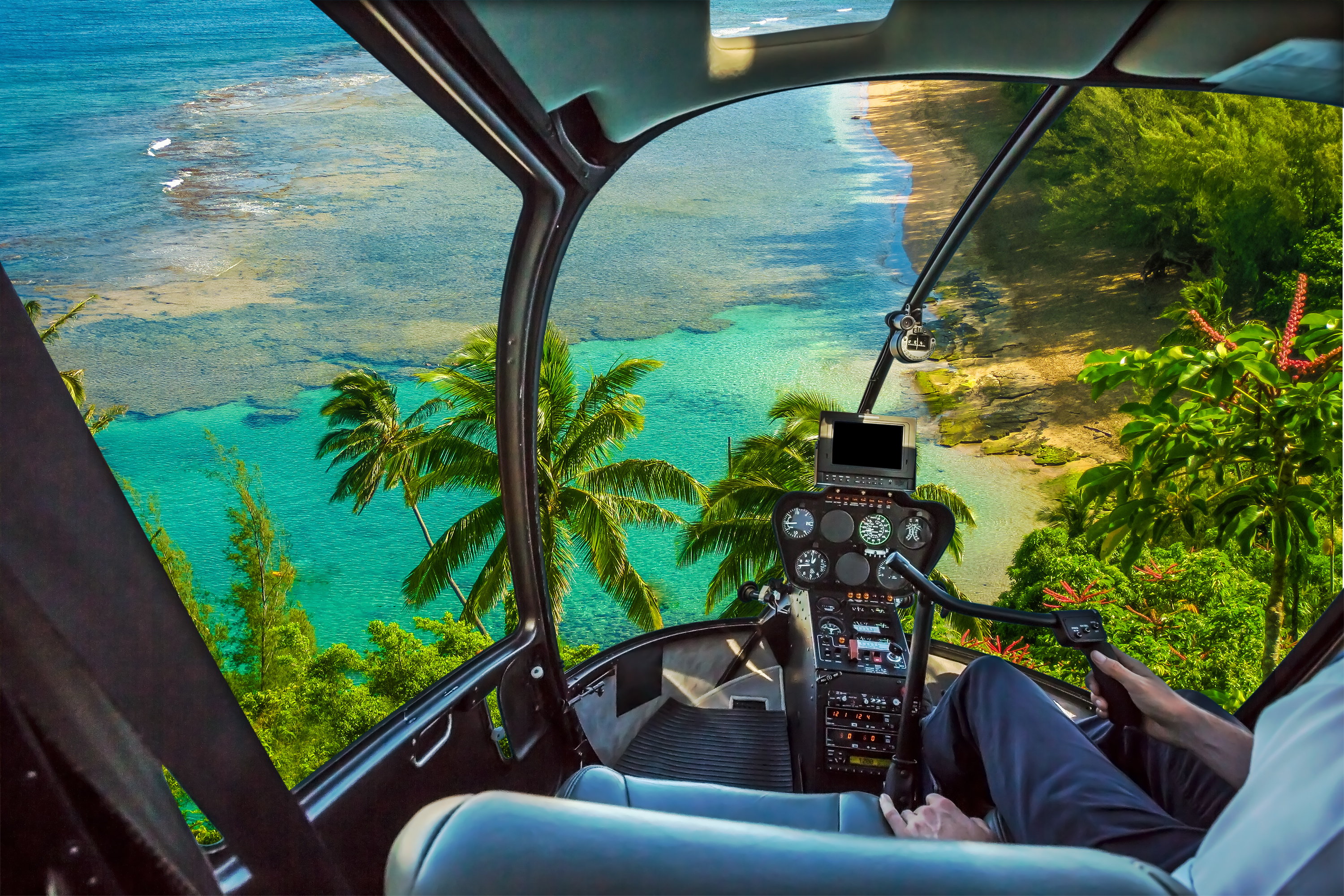 Vibrant settings of green foliage from a helicopter