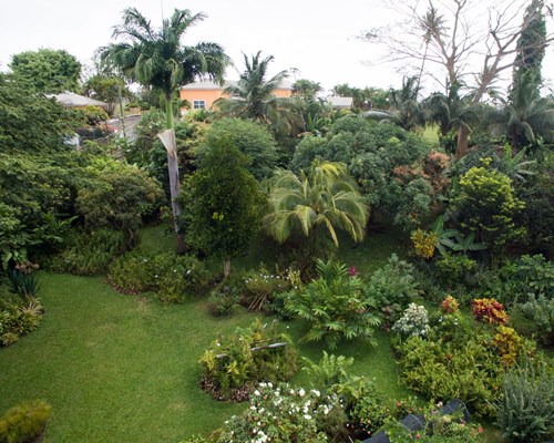 Aerial with of the beautiful gardens at Smithys Garden