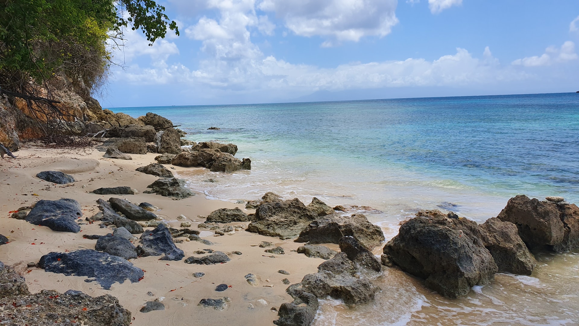 Small rocky beach in Guadeloupe