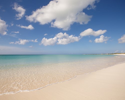 Stretch of white sand tropical beach