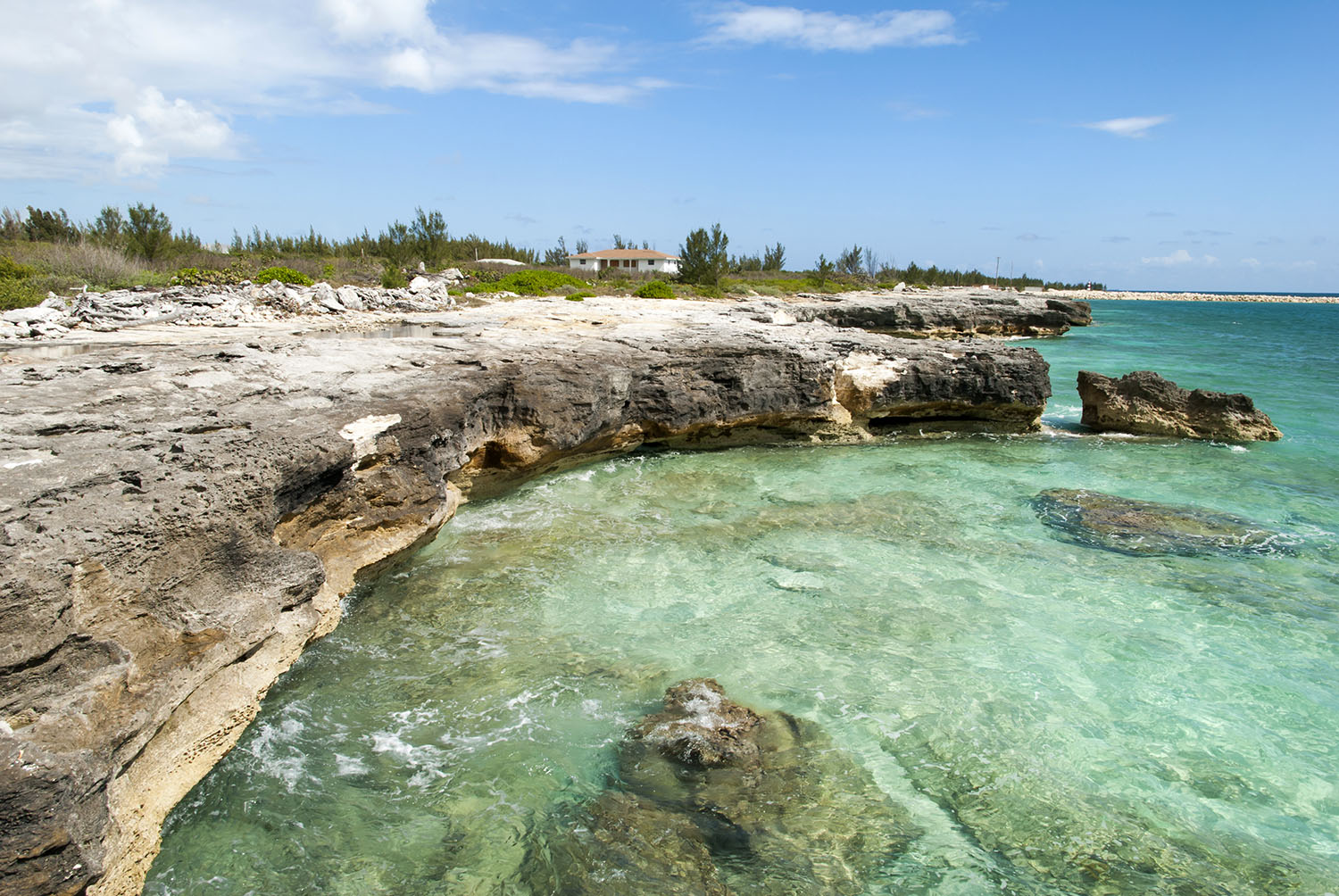 Rocky coastline with clear blue waters