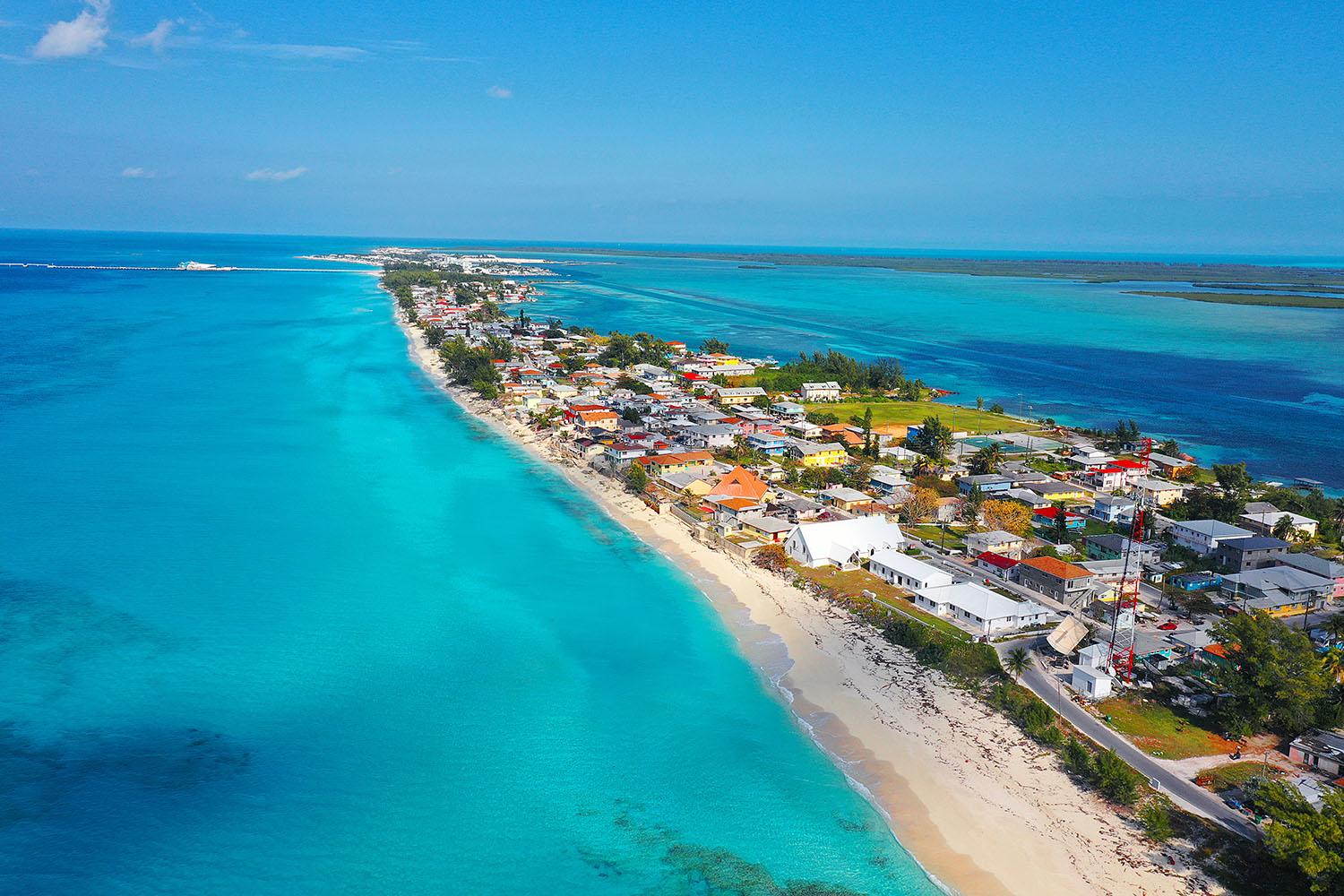 Aerial view of Bimini peninsula and beaches