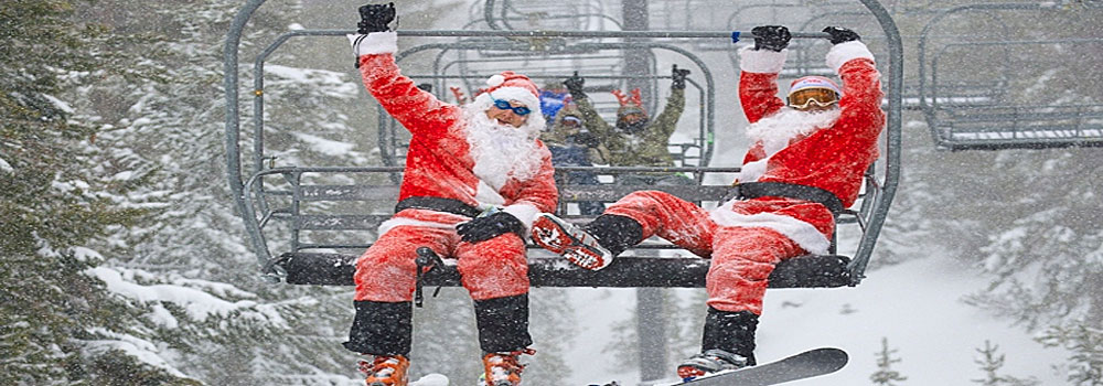santa claus on ski lift