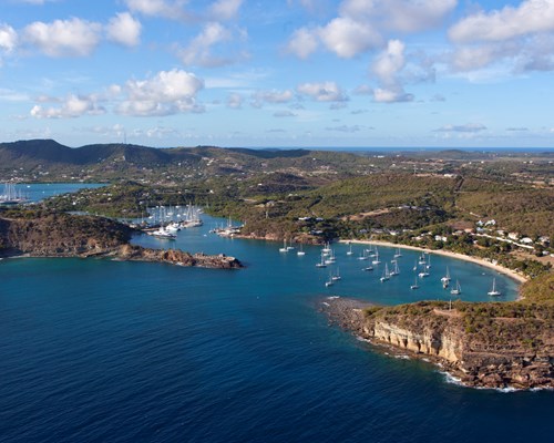Aerial view of English Harbour and Falmouth Harbour