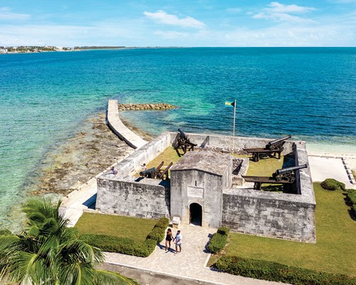 Historic fort on the edge of a tropical island