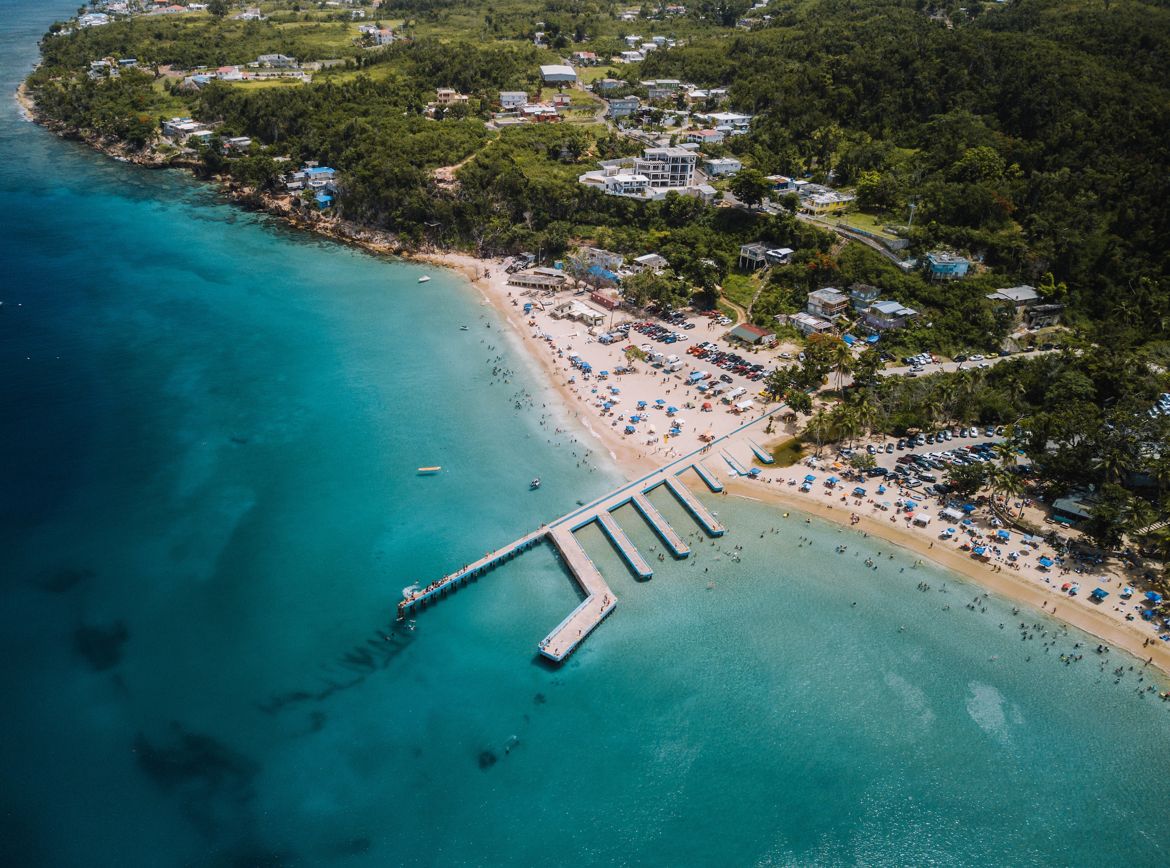 Birds eye viewpoint of crash boat beach