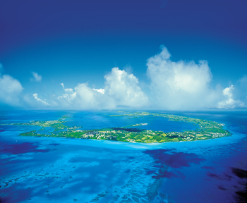 Aerial landscape view of Bermuda island in the middle of the ocean