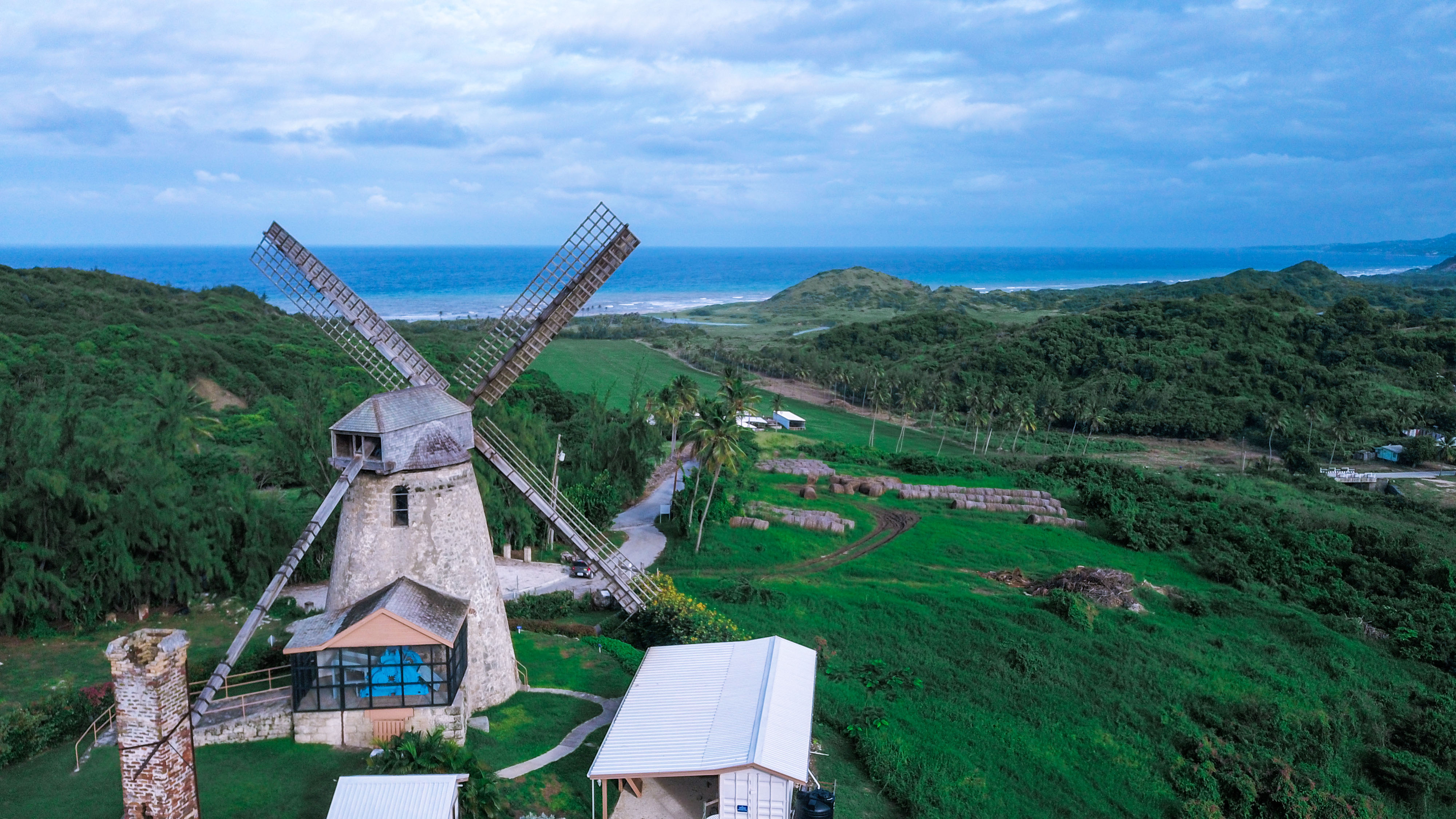 Morgan Lewis Windmill and surrounding grass fields