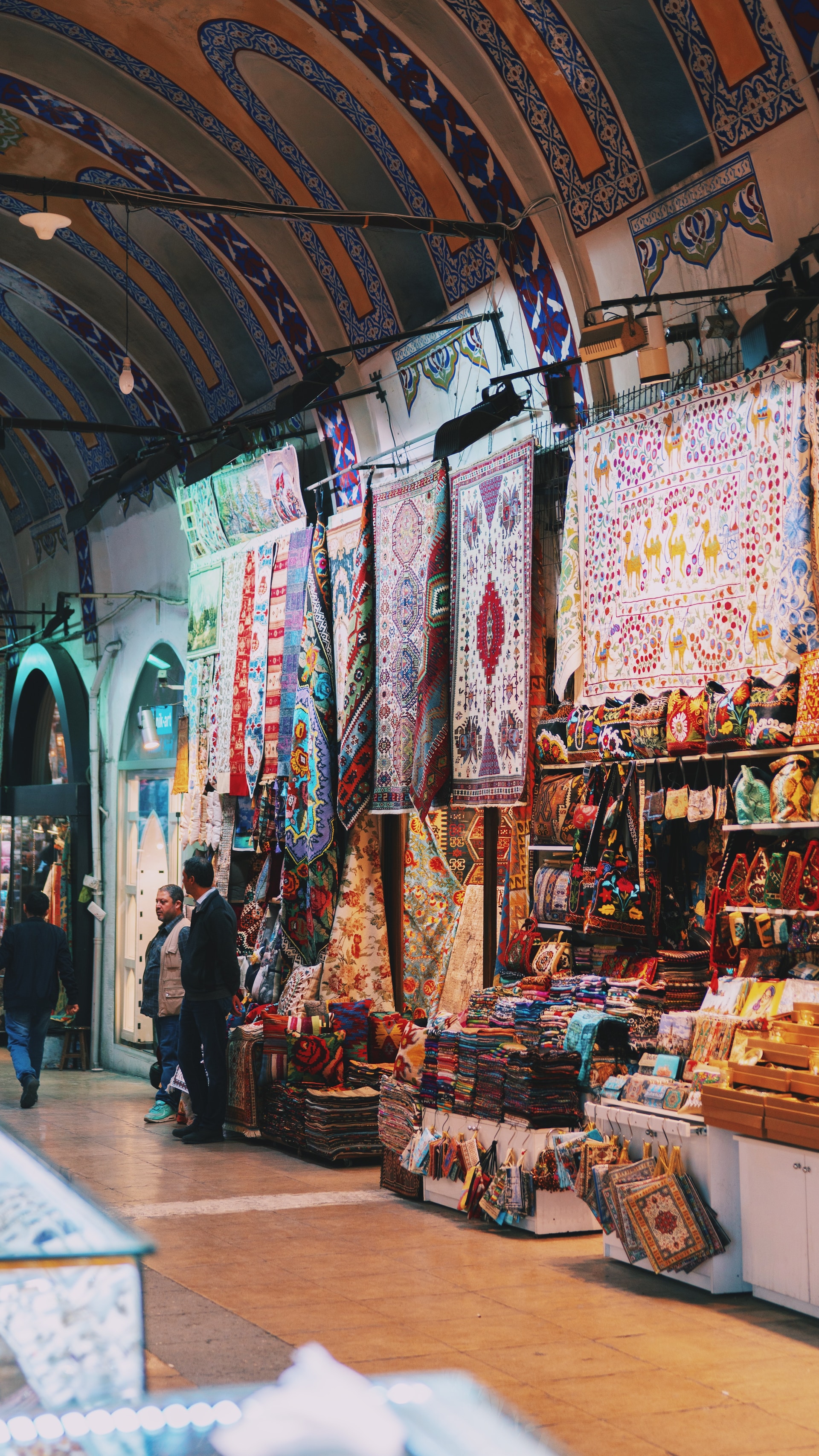 A carpet stall at a market